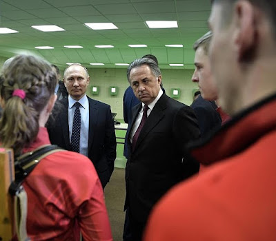 Vladimir Putin visiting Biathlon Academy multipurpose sports center. Vladimir Putin in Biathlon Academy.