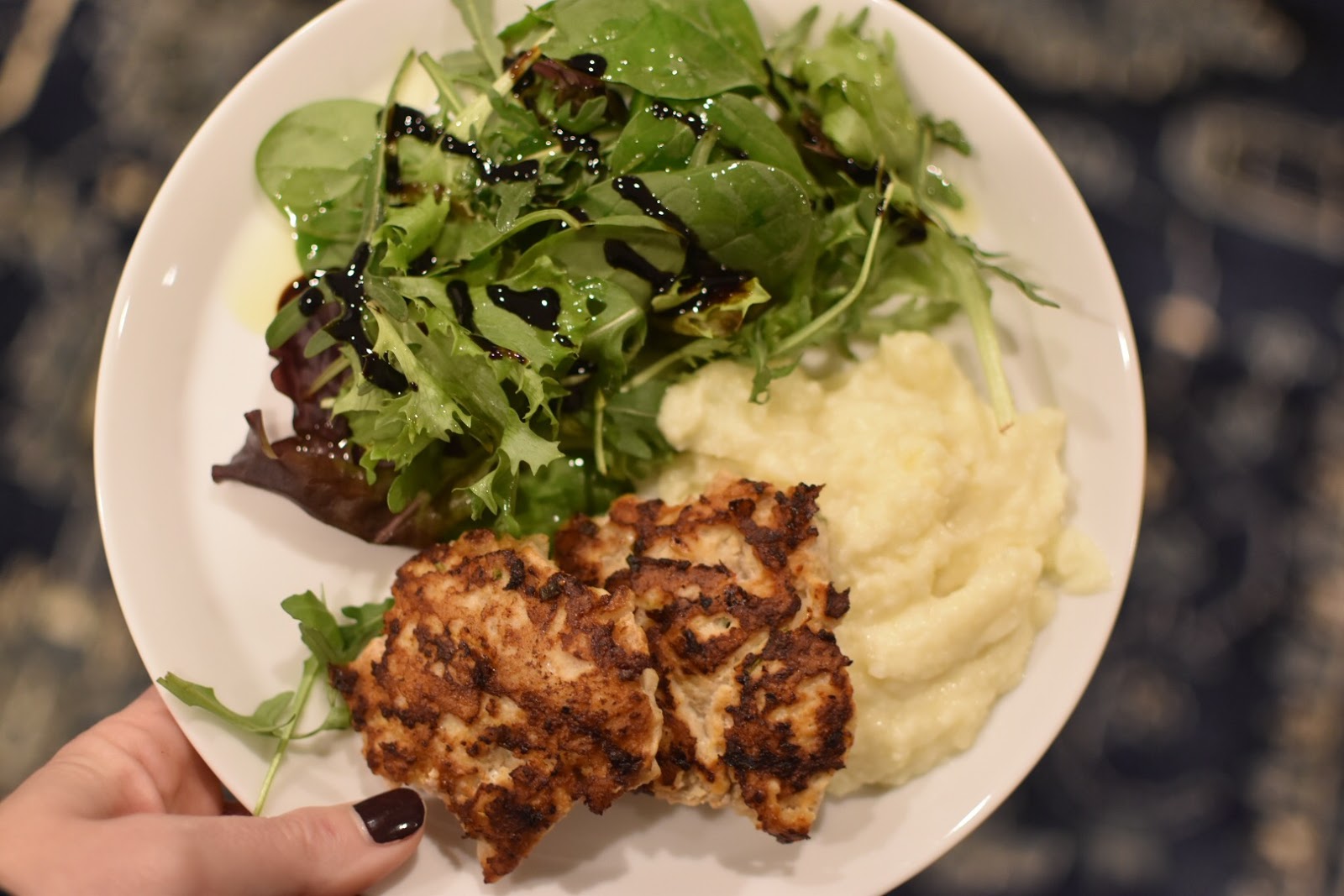 Rosemary Lemon Chicken Patties & Parmesan Cauliflower Mash / WHAT JEN DOES