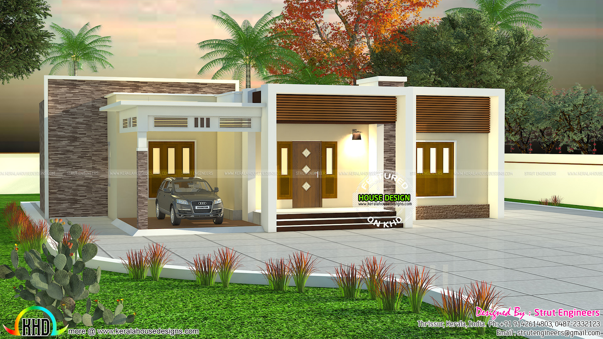 900 sq-ft 2 BHK flat roof house - Kerala home design and floor plans