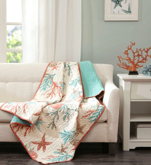 Coastal Home Coastal Print Plush Blanket 