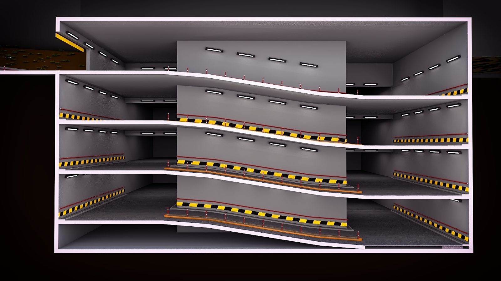 конструктивные схемы многоуровневой парковки. рампа паркинга. рампа для многоуровневого паркинга. въездная рампа автостоянки. многоуровневая парковка.