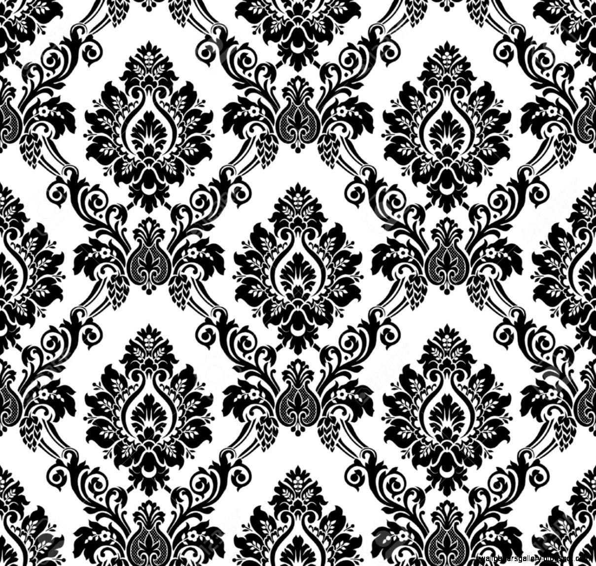 Vector Seamless Damask Pattern Vintage Wallpaper Black And