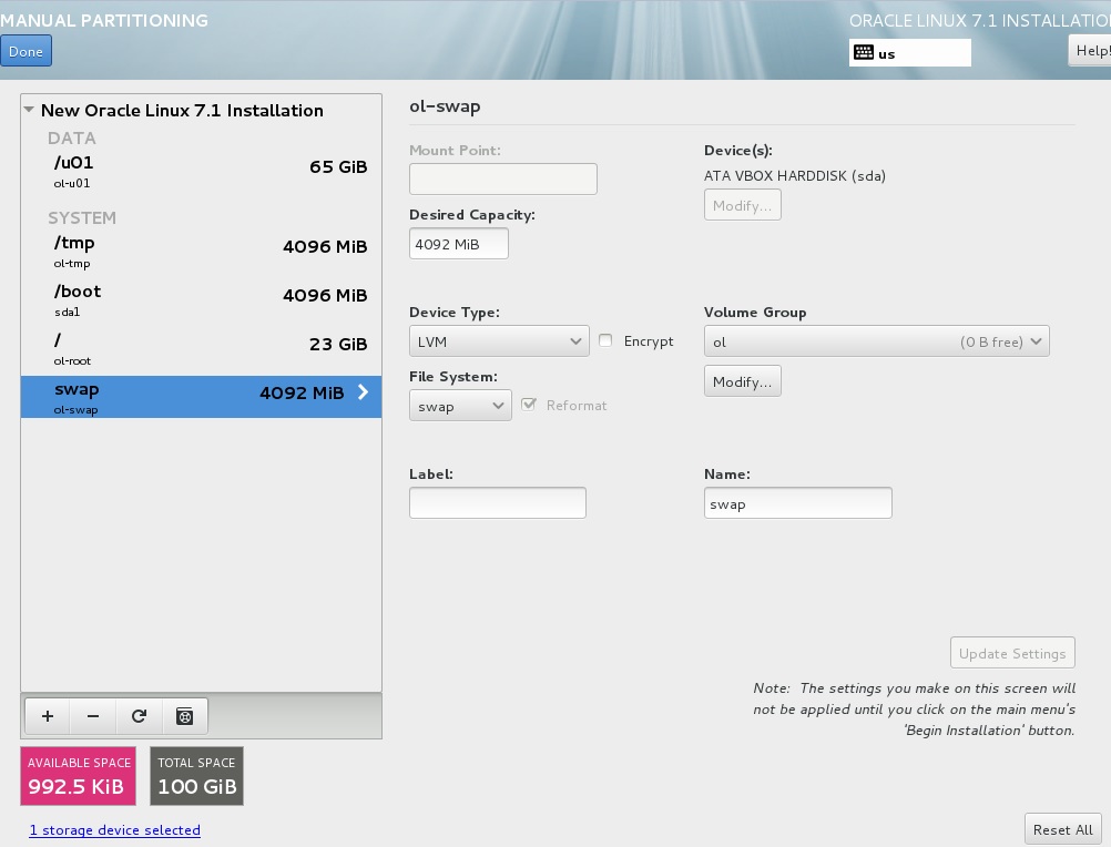 Vinoth's Tech Blog Manual Partitioning of Oracle Linux 7.1 in Oracle VM