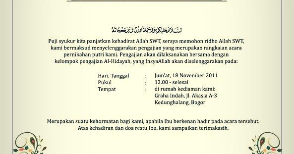 Contoh Surat Undangan Pengajian Pra Nikah Contoh Surat