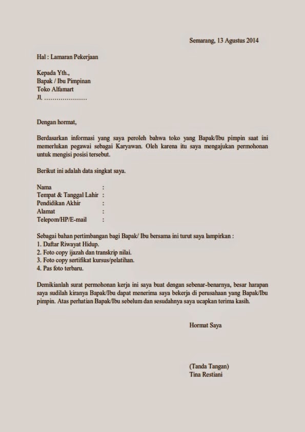 Contoh Surat Lamaran Kerja Bahasa Inggris American Style Dapatkan Contoh