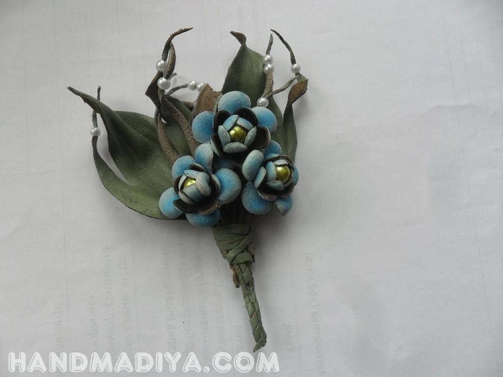 Boutonniere flowers leather DIY step-by-step tutorials
