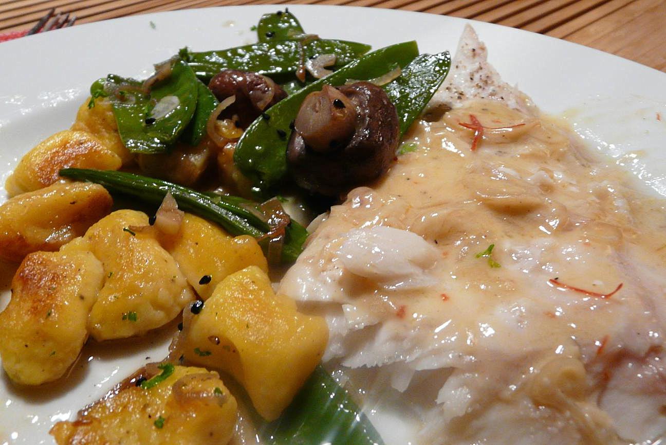 Kulinarische Welten zu Fisch- und Meeresfrucht: Steinbutt, Gnocchi und ...