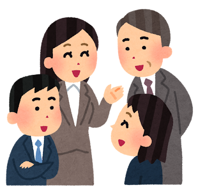 話をする会社員のイラスト