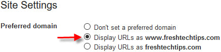 Preferred domain setting in Google Search Console