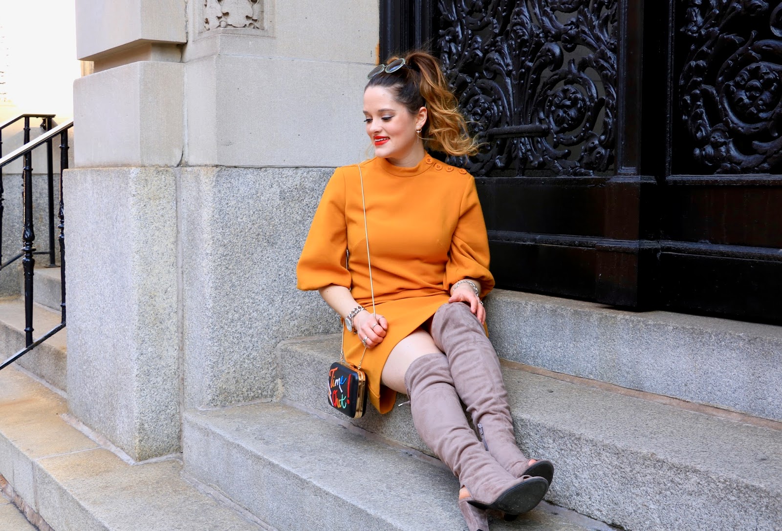 Nyc fashion blogger Kathleen Harper's yellow spring dress 2018