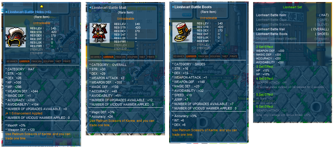 Rayque's Blog [EMS] Equipment Boost! 3/5 Lionheart Set!