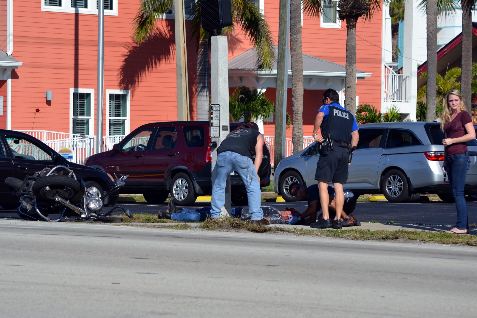 Motorcycle Versus Car Accident In Cocoa Beach Near Red Light Camera