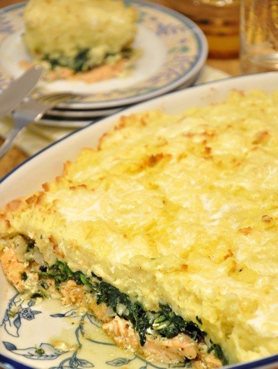 Fish casserole with potatoes and spinach ~ Yummy Russian Treats