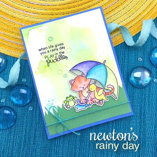 Cat and Umbrella Card by Jennifer Jackson | Newton's Rainy Day stamp set and die set by Newton's Nook Designs #newtonsnook