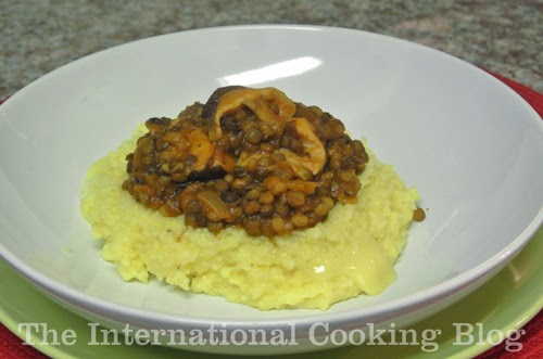 Cheese Polenta with Mushroom and Lentils