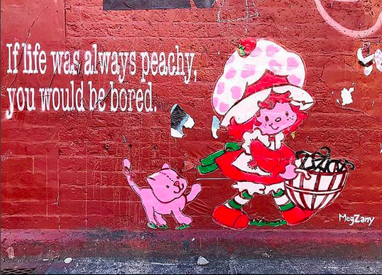 MegZany, street artist, graphic art, Los Angeles street artist, graffiti, Strawberry Shortcake, Brooklyn