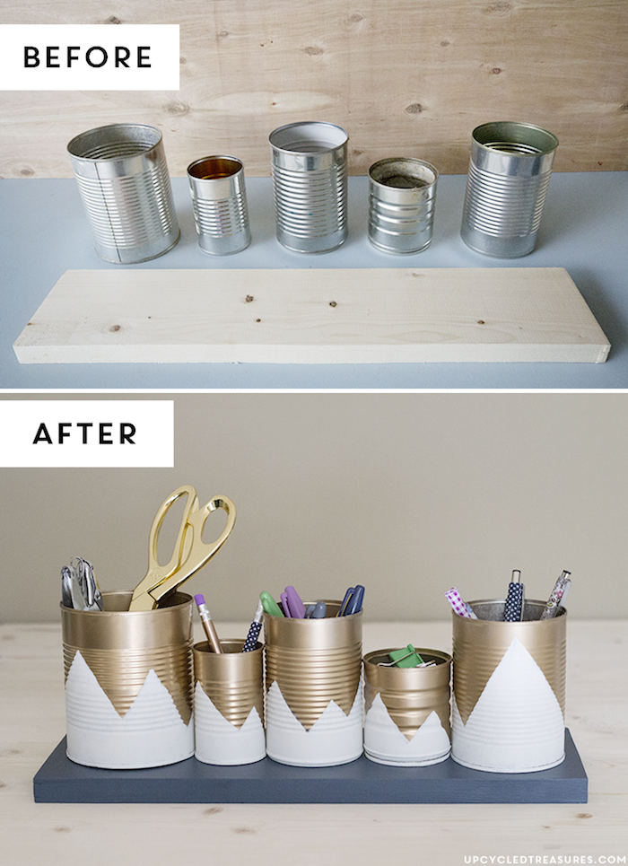 10  maneras creativas de reciclar latas, organizadores de escritorio