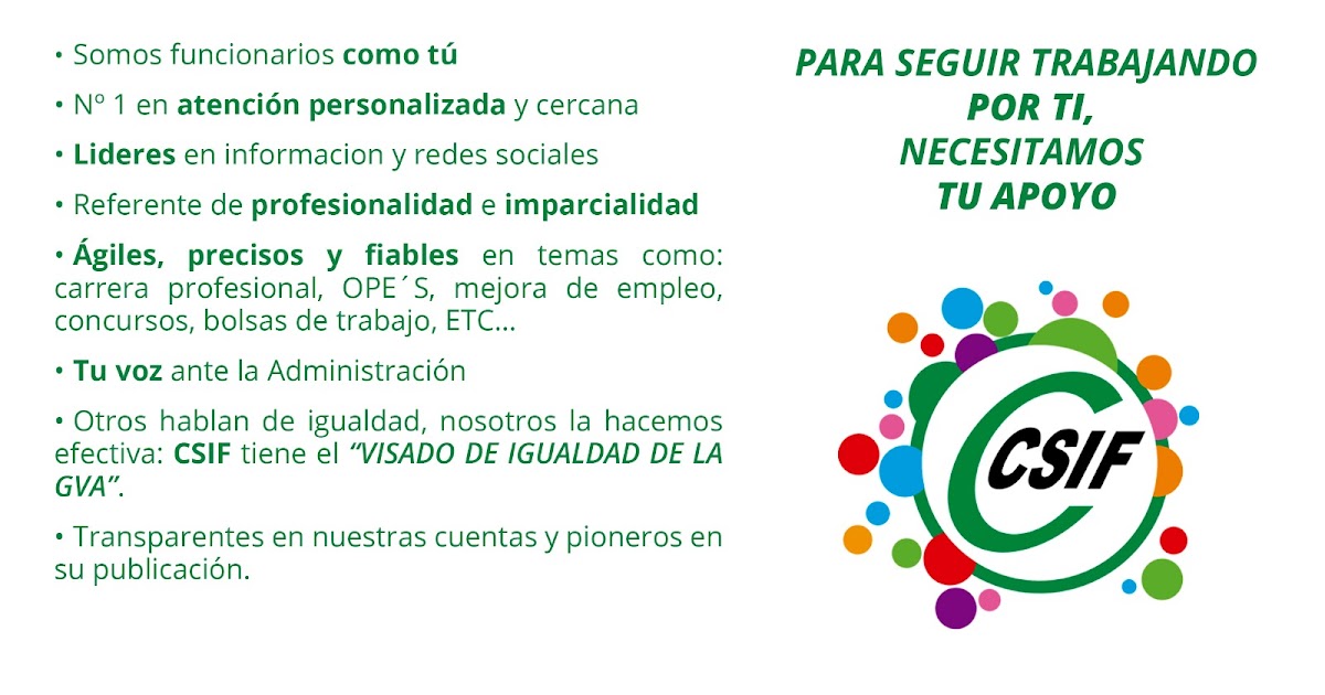CSIF Autonómicas GVA CSIF, con F de Funcionarios/as