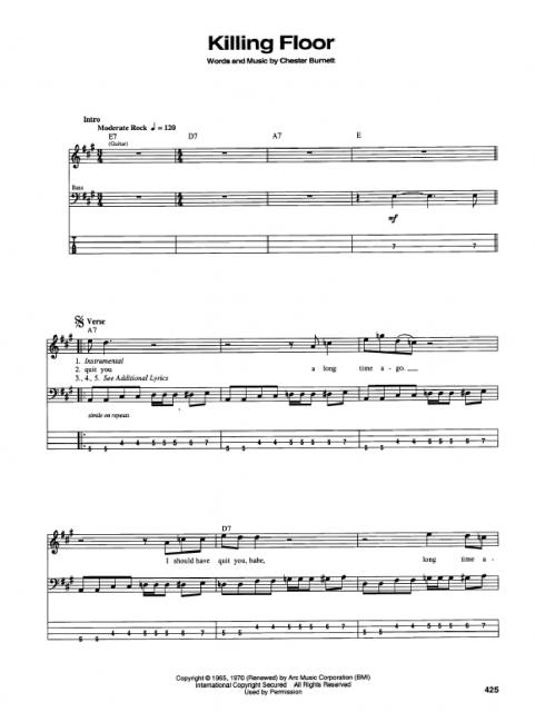 Howlin Wolf - Killing Floor | Partituras para Bajo