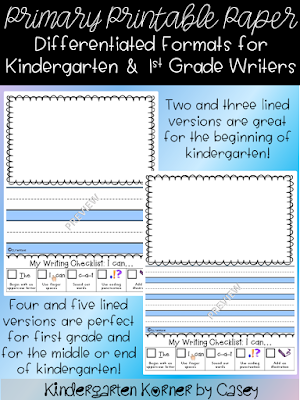 Kindergarten First Grade Writing Paper