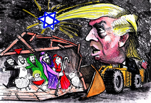 Τραμπ και Παλαιστίνη Γελοιογραφία IaTriDis για την Κρητική εφημερίδα "Άποψη του Νότου".