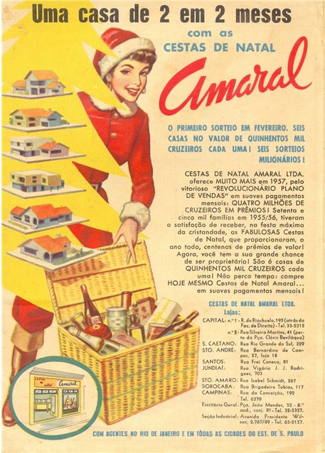 Propaganda da famosa Cesta de Natal Amaral, em dezembro de 1956.
