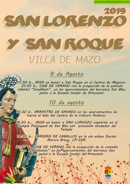 Programa de la festividad de San Lorenzo y San Roque Villa de Mazo 2019.