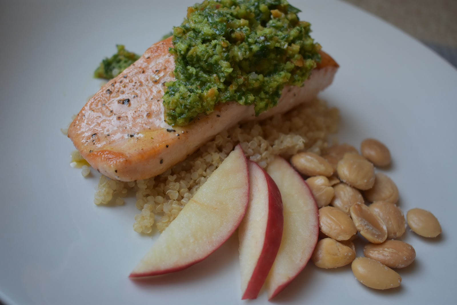 PanSeared Salmon with Apple Almond Pesto Chef Jen