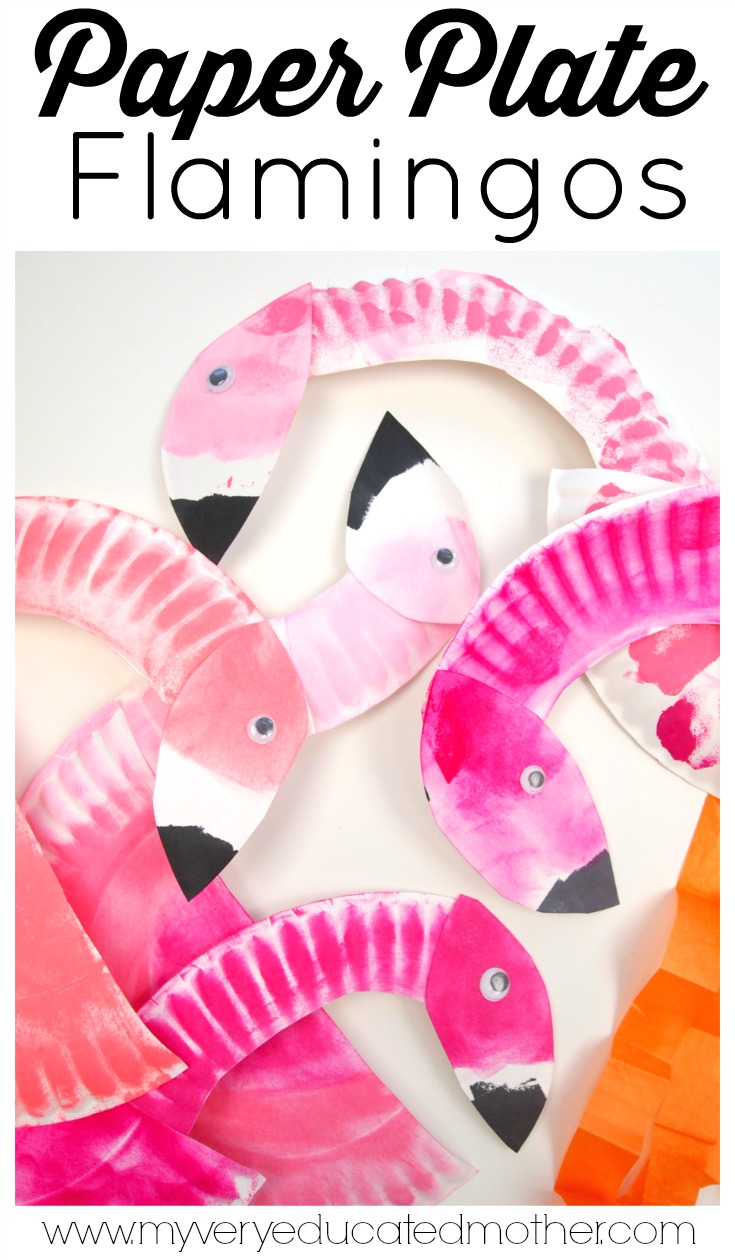 Studying birds or colors? Here's a great kid's crafting activity Paper Plate Flamingos! 