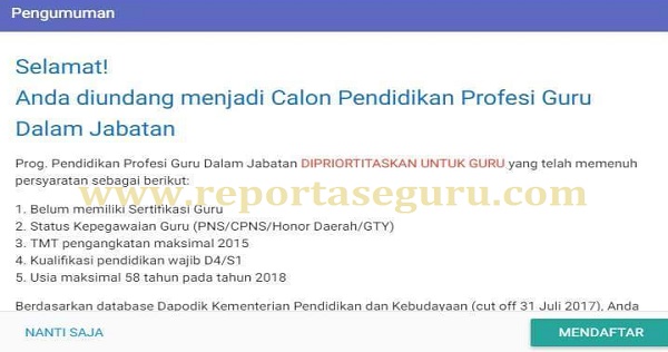 Cek Akun Sim Pkb Ada Undangan Bagi Calon Peserta Ppgj Deadline 20 November 2017 Reportase Guru