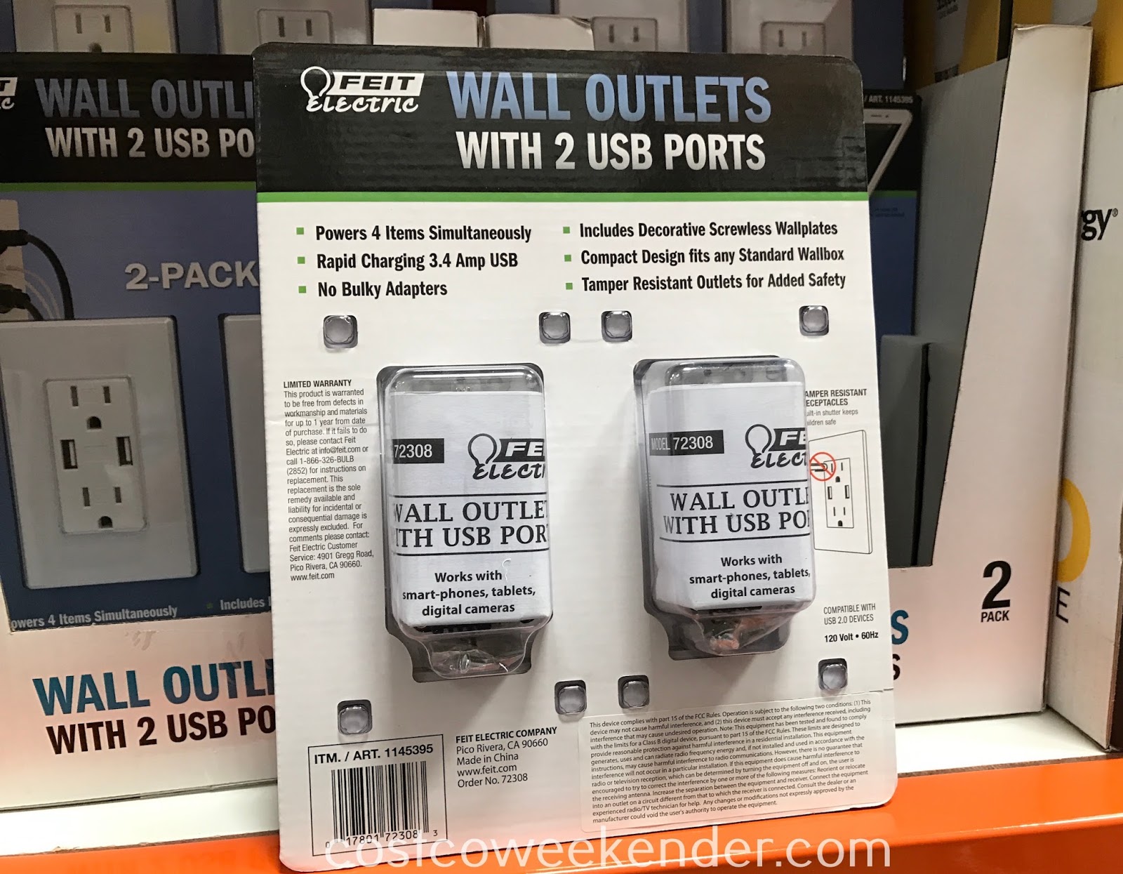 Feit Electric Wall Outlets with USB Ports (2 pack) Costco Weekender