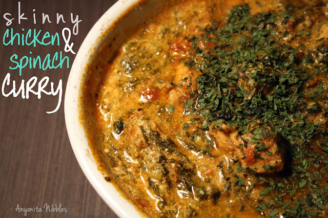 Anyonita Nibbles||Skinny chicken & spinach curry with orzo