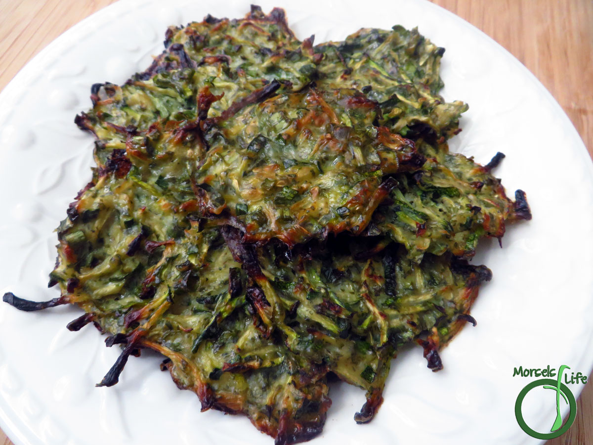 Morsels of Life - Zucchini Fritters - Super easy zucchini, flavored with green onions and cilantro, then pan fried until a golden brown and crispy crust forms.