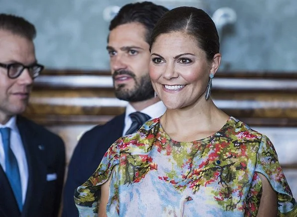 Crown Princess Victoria wore a specially designed dress by Swedish fashion designer Jennifer Blom. Queen Silvia