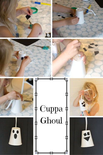 Photographs to illustrate how to make Cuppa Ghouls as described below