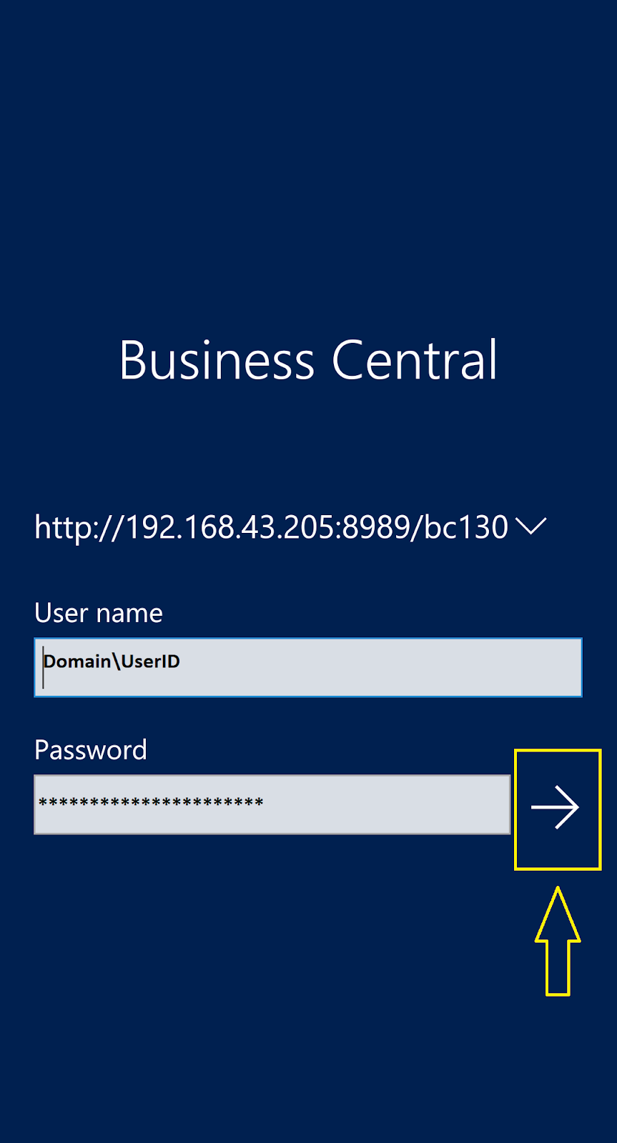 Business Central Connecting to Business Central Onpremises through