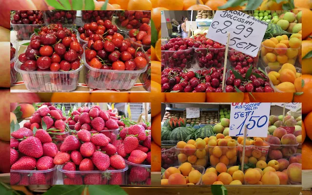 An Emilia Romagna food holiday - Fresh Cherries, Strawberries, and Apricots