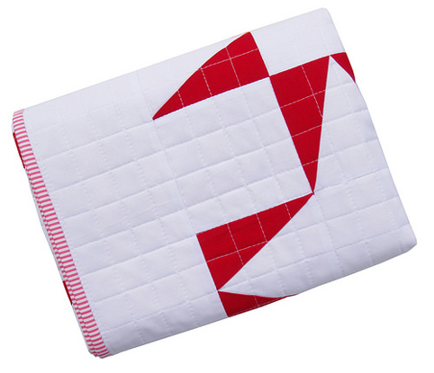 Modern Red and White Stars Baby Quilt