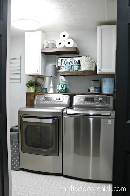 how to build floating shelves in laundry room