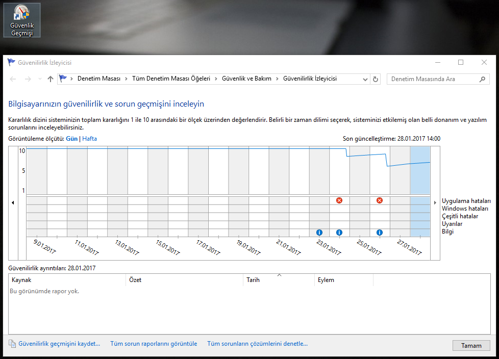 Windows 10'da Güvenilirlik Geçmişi Kısayolu Oluşturun 4 performence4