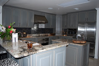 Gray Cabinets Marble Countertop Luxury Kitchen Destin Florida Penthouse Condo