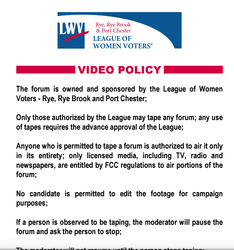 VIDEO TAPING POLICY