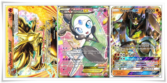 Pokémon TCG - Exemplos de cartas Turbo, Pokémon EX e Pokémon GX