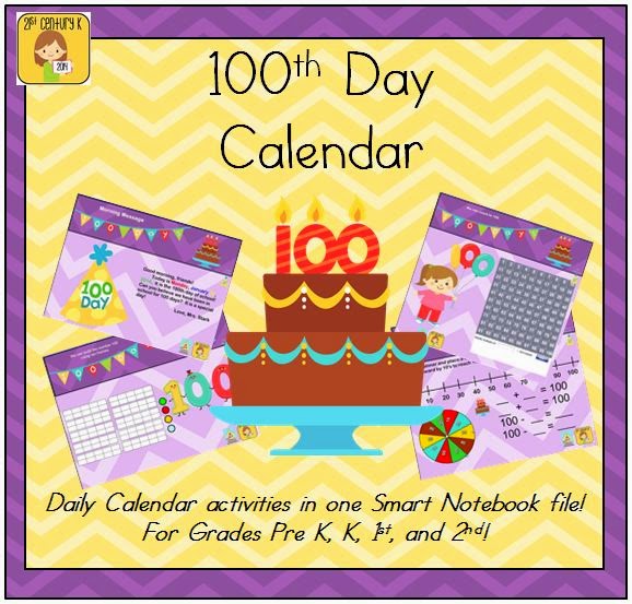 http://www.teacherspayteachers.com/Product/100th-Day-of-School-Interactive-Calendar-for-SMART-Board-PK-K-1st-2nd-1066735