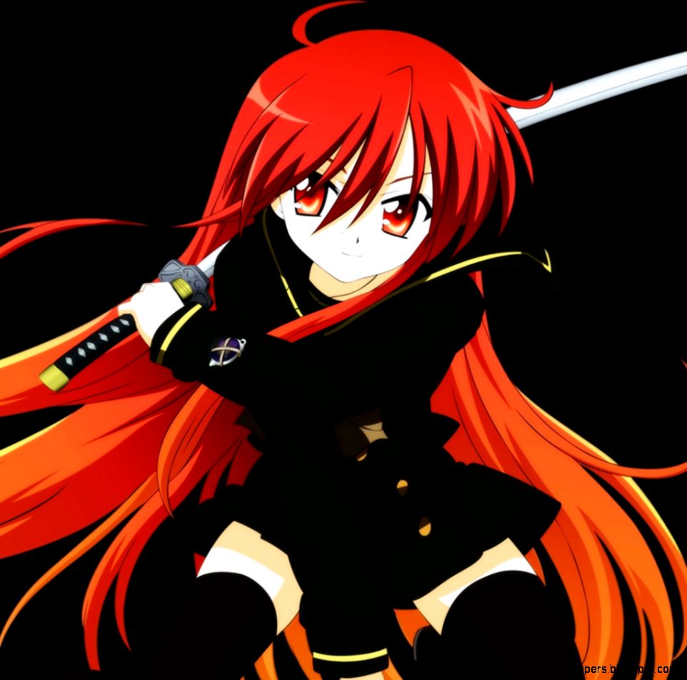 Download Wallpaper 1024x1024 Anime Girl Redhead Hair Sword