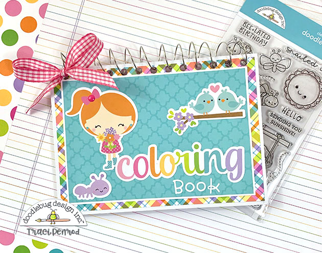 Handmade coloring book using Doodlebug stamps and scrapbook supplies