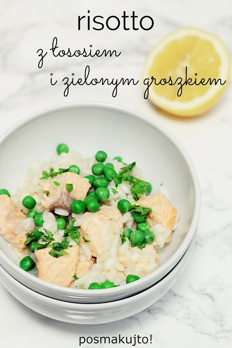 Risotto z łososiem i zielonym groszkiem