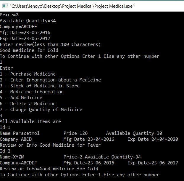 All C Programs: Program 263: Medical Store Project in C