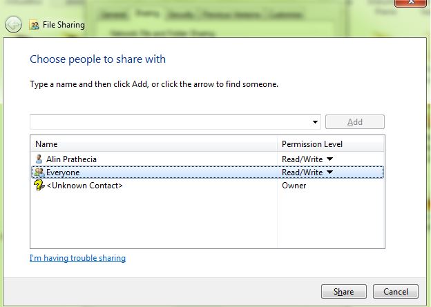 File and printer sharing. File and printer sharing
