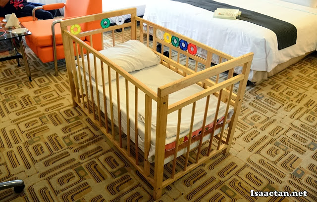 Baby Martin was given his own baby cot to sleep in during the night